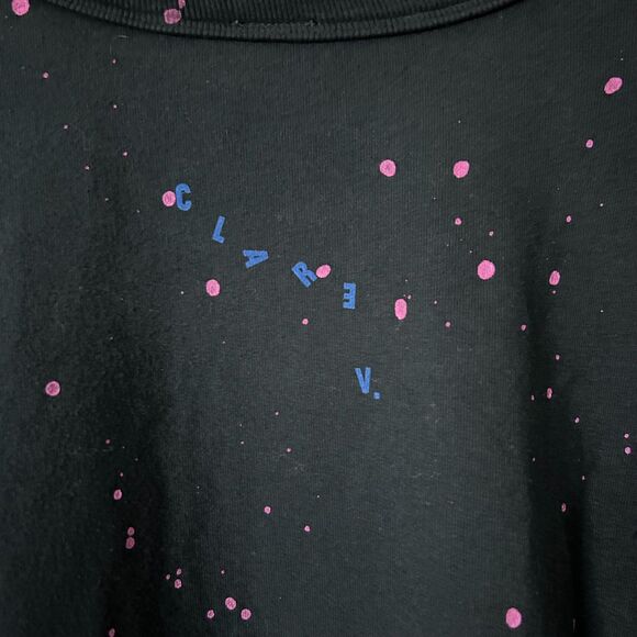 Clare V. Ruffle Sweatshirt in Navy Lavender Splash Size Small - Picture 5 of 7